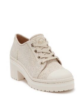 Michael Kors Neutral Corey Hemp Canvas Lace-Up Platform Oxfords Size 7